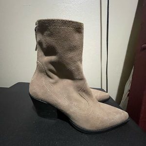Zara Nude Suede Ankle Booties